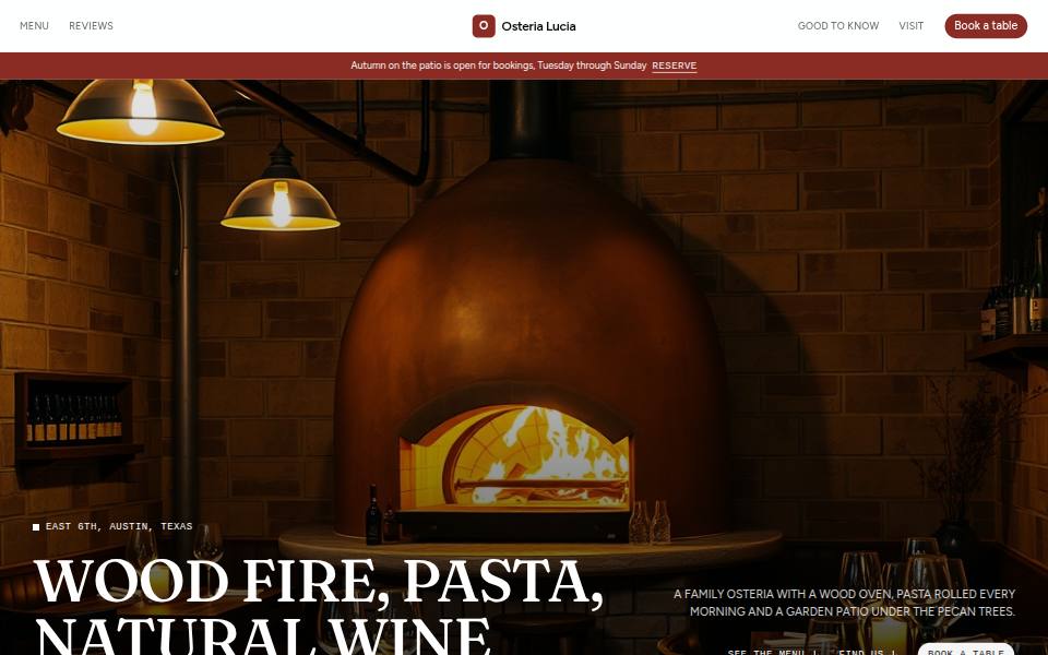 Osteria Lucia: a landing page generated by BuildASite